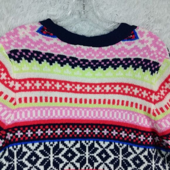 Old Navy Womens Sweater Cardigan Fair Isle Long Spongy Longlin Bright Stripe S - Picture 10 of 11